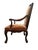 Elegant traditional accent chair by Rachlin Classics, featuring a richly carved hardwood frame with cabriole legs, scroll...