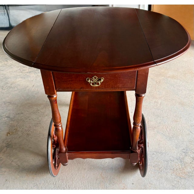 Wood Late 20th Century Tea Trolley With Drop Leaf Sides For Sale - Image 7 of 12