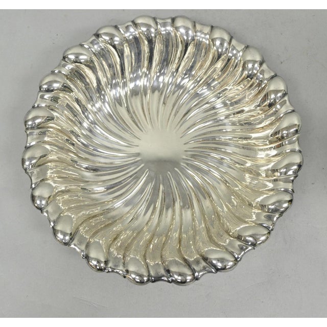 Vintage Mid Century Modern Swirl Pattern Silver Plated Centerpiece Fruit Bowl For Sale - Image 10 of 11