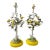 1950's Italian Tole Lamps With Green Leaves and Yellow Birds- A Pair For Sale
