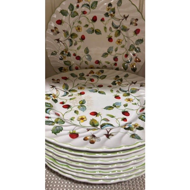 Beautiful complete vintage English dinnerware set by James Kent (Old Foley), Staffordshire, England. Classic strawberry,...