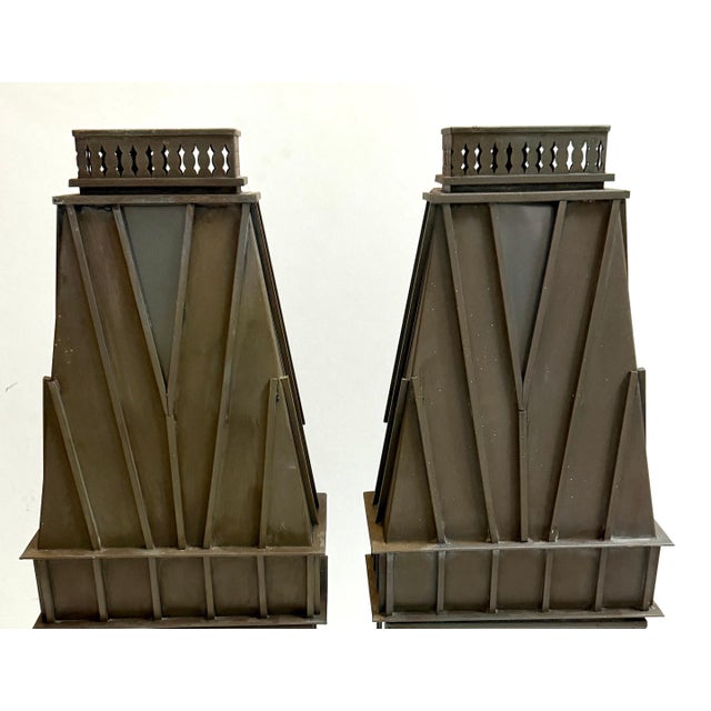 Brown Pair Architectural Georgian Gothic Bronze Exterior/Interior Wall Sconces For Sale - Image 8 of 18
