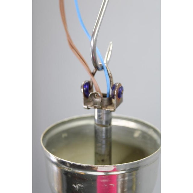 Mid-Century Chrome Chandelier with Milk-Glass Disc Shades, Former Czechoslovakia, 1950s For Sale - Image 14 of 16