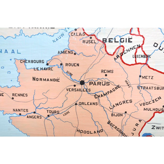 Blue Painted Map of France, 1950s For Sale - Image 8 of 9