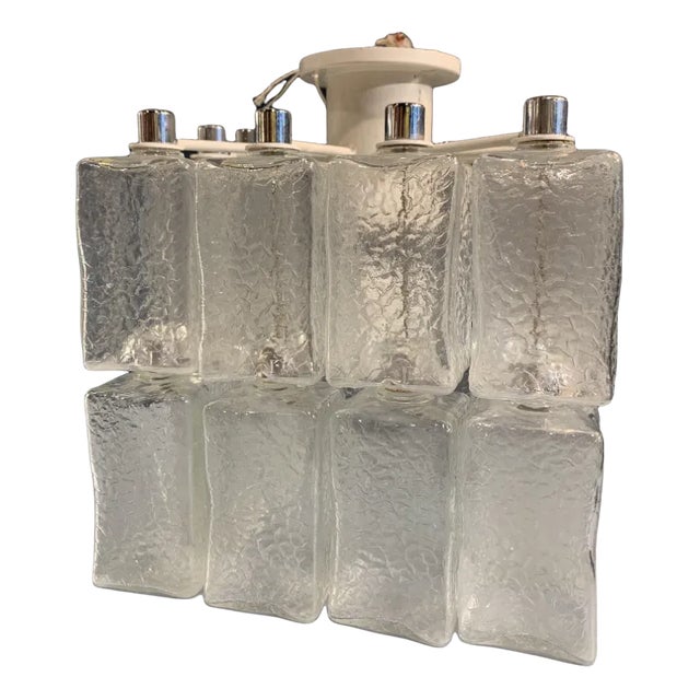 Ice Glass Ceiling Lamp in the Style of Venini from Kalmar For Sale