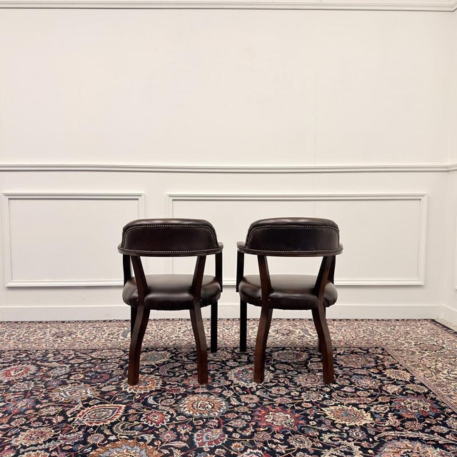 English Desk Chairs in Leather, Set of 2 For Sale - Image 4 of 10
