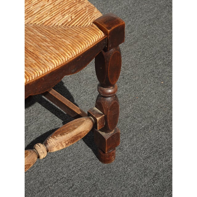 Set of Four Antique French Country Brown Rush Ladderback Chairs For Sale - Image 17 of 18