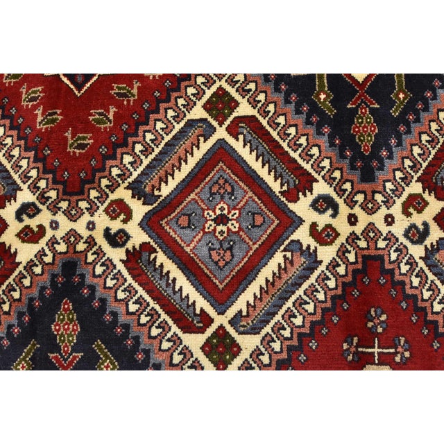 Ivory Yalameh Rug 5'1'' X 6'7'' Ivory Wool Vintage Tribal Hand-Knotted Oriental Carpet For Sale - Image 8 of 13