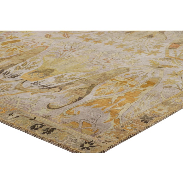 Rug & Kilim’s Persian Style Rug in Lavender With Brown and Gold Floral Patterns For Sale In New York - Image 6 of 7