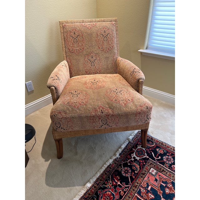 Textile McGuire Umbria Lounge Chair, Ottoman and Throw Pillow For Sale - Image 7 of 9