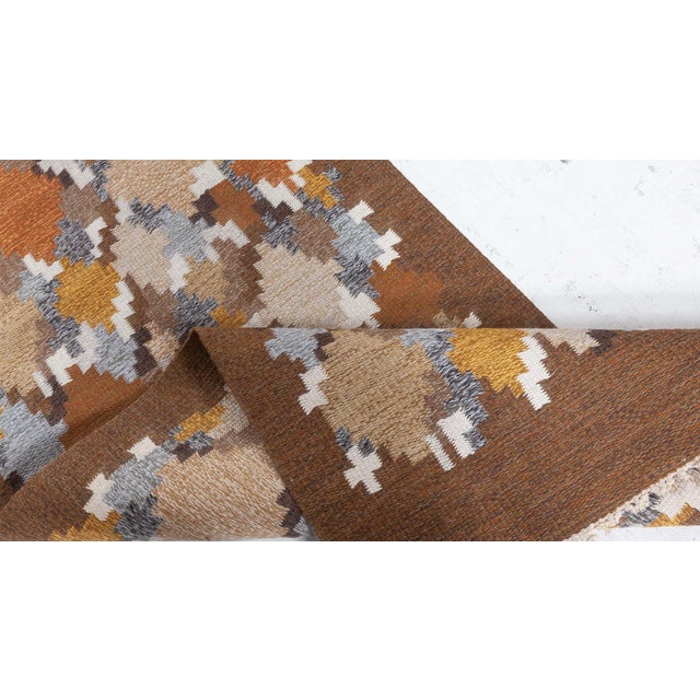 Doris Leslie Blau Vintage Swedish Flat Woven Runner by Ingegerd Silow For Sale - Image 10 of 10