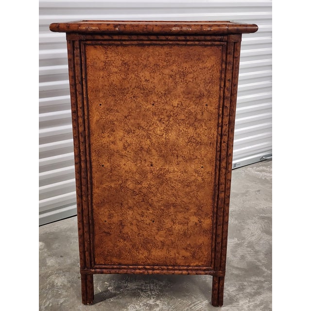 Wood Vintage Late 20th Century Faux Bamboo & Rattan Chest of Drawers For Sale - Image 7 of 15