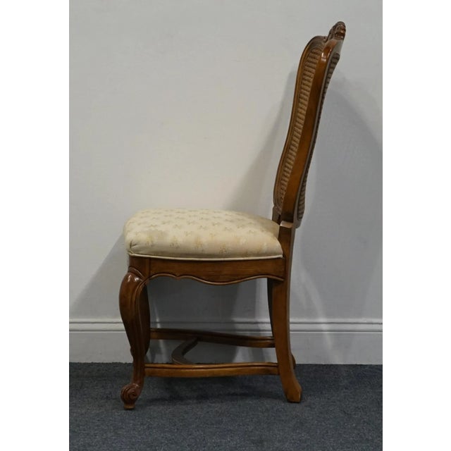 Thomasville High End Vintage Solid Walnut Louis XV French Provincial Cane Back Dining Side Chair 640-551 For Sale - Image 4 of 9