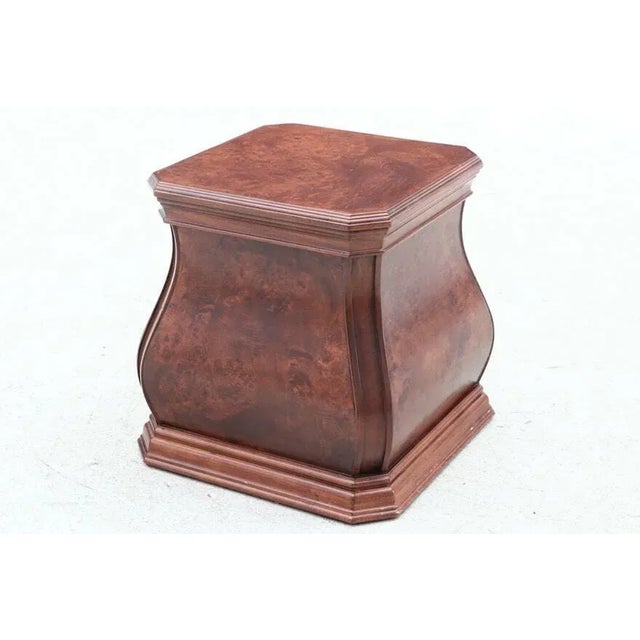 Mid-Century Modern Vintage Sherrill Furniture Contemporary Burl Wood & Beveled Glass Coffee Table For Sale - Image 3 of 4