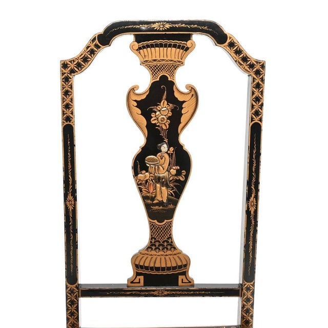 Antique Lacquered Chinoiserie Side Chairs, 1900, Set of 2 For Sale - Image 6 of 12