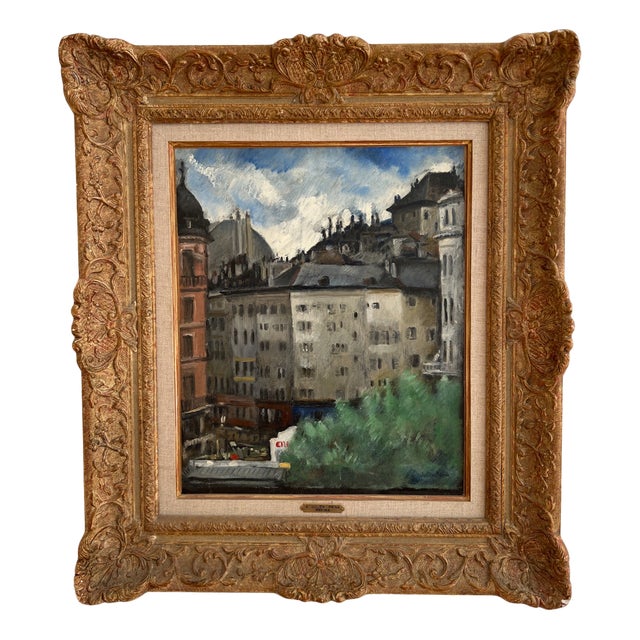 André Julien Prina, Maisons de Genève, 1962, Oil on Canvas, Framed For Sale