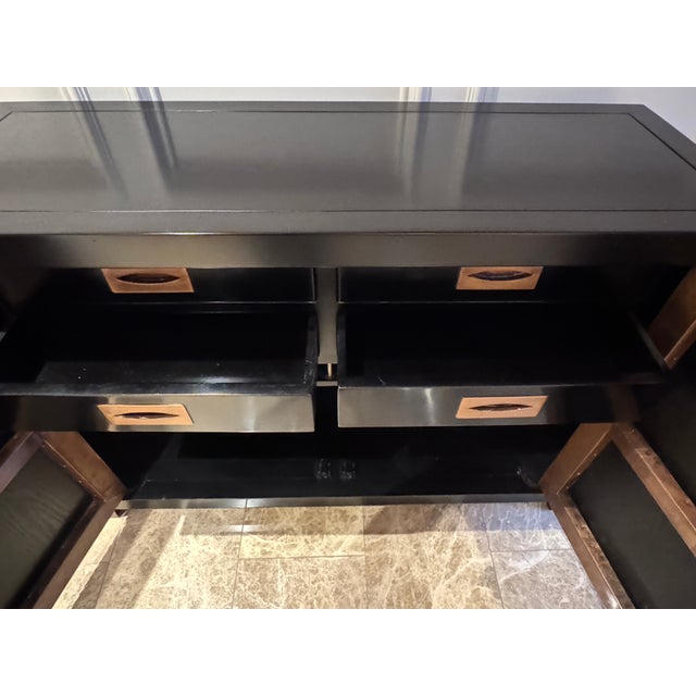 Robert Kuo "Dragon Swirl" Bar Cabinet - Hand Repoussé Copper & Black Lacquer, Attributed For Sale - Image 16 of 17