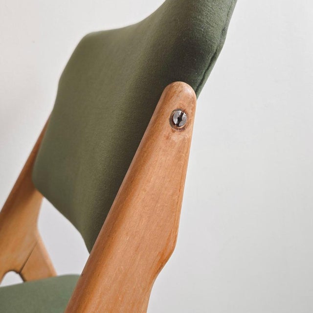 Wood Vintage Chair with Compass Leg by Gerard Guermonprez, 1950s For Sale - Image 7 of 18
