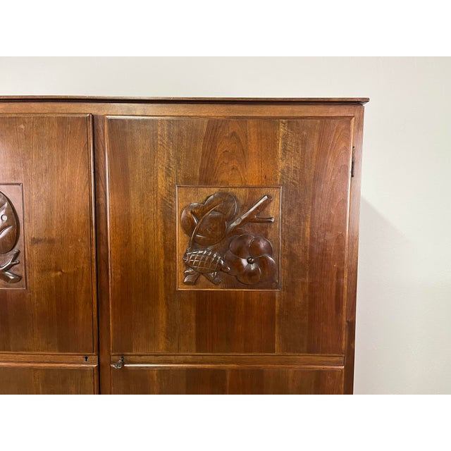 Beautiful two-door solid wood wardrobe or pantry, finely inlaid with wildlife motifs, Italian craftsmanship from the...