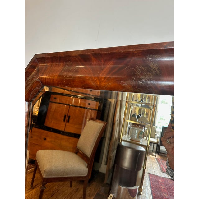Early 19th Century 19th Century Large Crotch Mahogany Octagonal Empire Mirror For Sale - Image 5 of 12