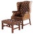 Set of George III Style Wingback Armchair and Ottoman in Brown Leather, 1890s For Sale - Image 15 of 15
