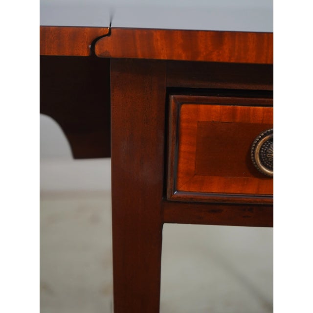 Pair Banded Mahogany Dropleaf Pembroke Lamp Tables For Sale - Image 16 of 18