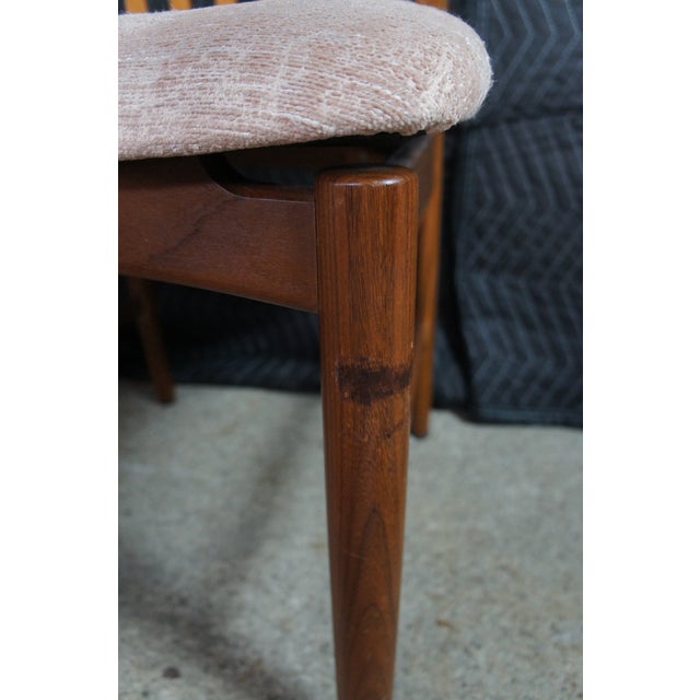 Brown 1980s Set of 8 Otmar Danish Scandinavian Modern Teak Slat Back Dining Chairs MCM For Sale - Image 8 of 13