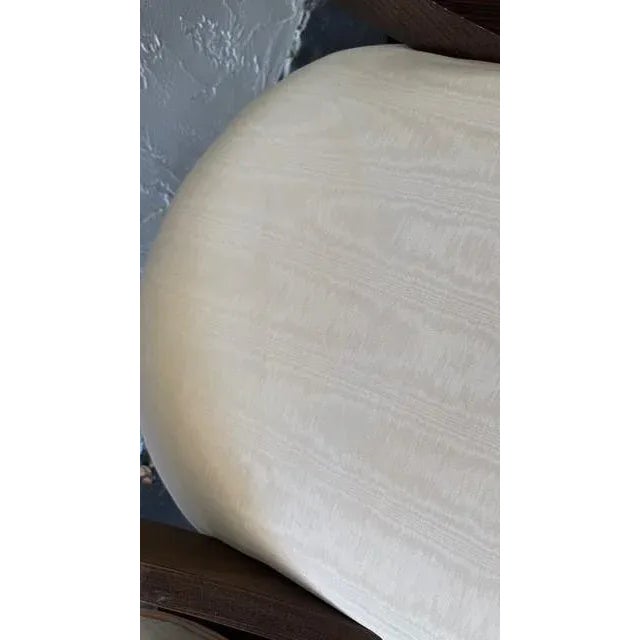 Wood Set of 8 Pietro Costantini Italian Dining Chairs — Sculptural Walnut With Cream Moiré Seats, 1980s For Sale - Image 7 of 17
