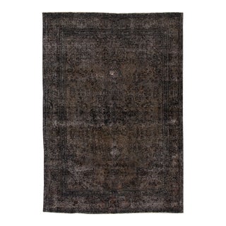 Vintage Persian Overdye Handmade Gray/Brown Medallion Wool Rug For Sale