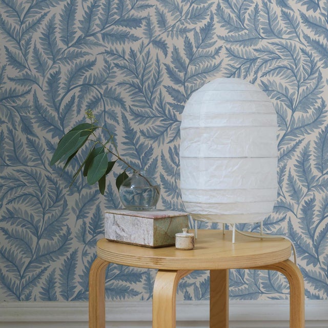 English Sample - Boråstapeter Ferns Wallcovering In Blue For Sale - Image 3 of 4