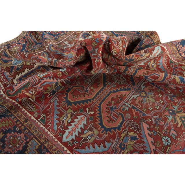Antique Hand-Knotted Heriz Rug, 1890s For Sale - Image 11 of 13