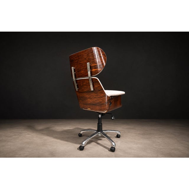 Carlo Fongaro - Tall Dinamarquesa Swivel Chair in Rosewood & Chenille, 1960s For Sale - Image 12 of 18