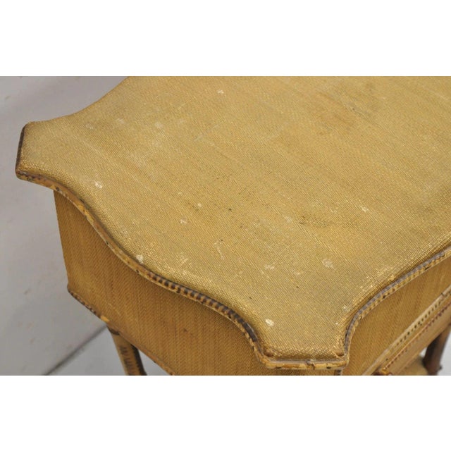 Antique English Victorian Bamboo Rattan Sewing Box Work Stand Side Table For Sale - Image 11 of 12
