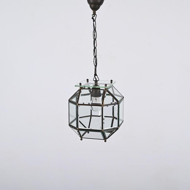 Italian Glass and Brass Lantern by Fontana Arte, 1950s For Sale - Image 10 of 16