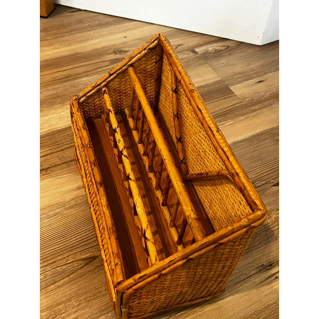 Wood Vintage Bamboo Desk Organizer For Sale - Image 7 of 8