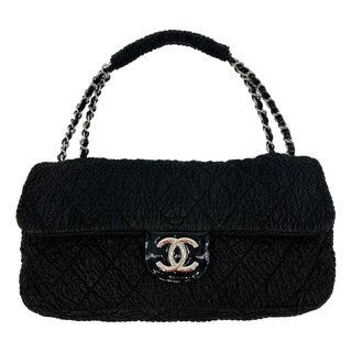 Mid 20th Century RARE Chanel Black Cloquèe XL Classic Flap For Sale