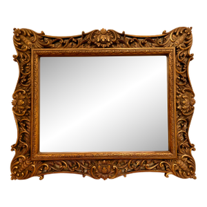 Signed Maitland Smith XL Oversized Carved Gold Gilt Wood Beveled Mirror