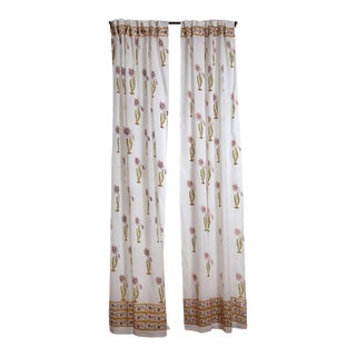 Florence 45" X 84" Lilac & Green Curtain For Sale