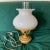 Charming vintage wall lamp, works and is ready to hang! This metal lamp is painted a historical matt mustard gold. White...