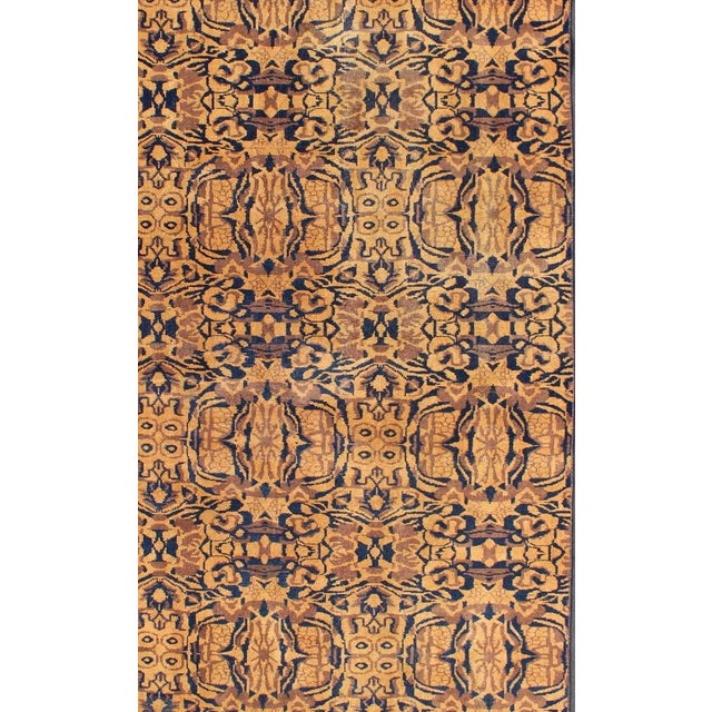 Keivan Woven Arts, Mid-Century Rug, Vintage Modern design Rug in Navy, Yellow, Camel, Brown and Cream Colors. Rug/. This...