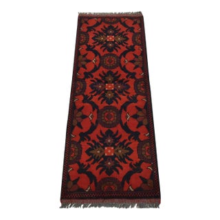 Turkmen Runner 1’10” X 4’9” Red Wool Tribal Hand-Knotted Oriental Rug For Sale
