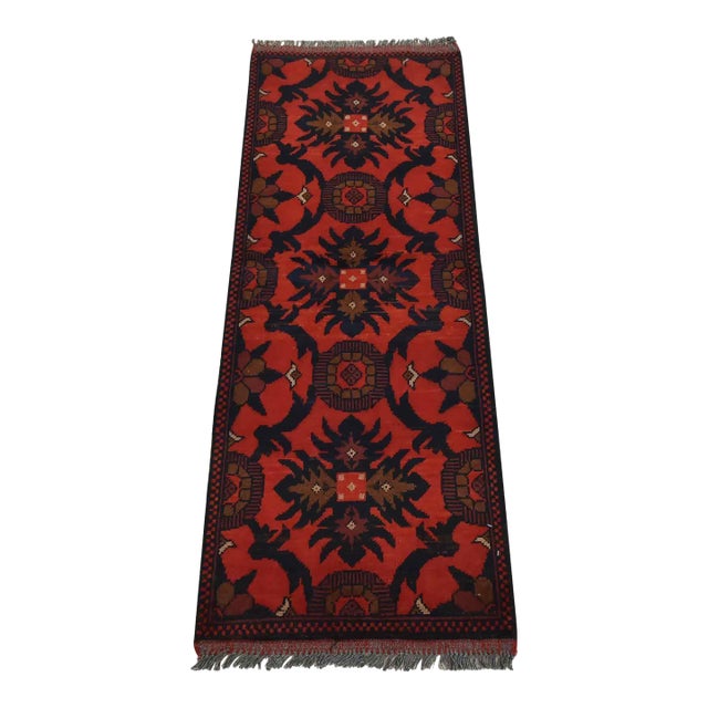 Turkmen Runner 1’10” X 4’9” Red Wool Tribal Hand-Knotted Oriental Rug For Sale