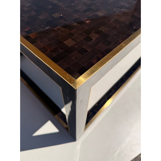1980s 1980s Tessellated Horn and Brass Coffee Table For Sale - Image 5 of 12