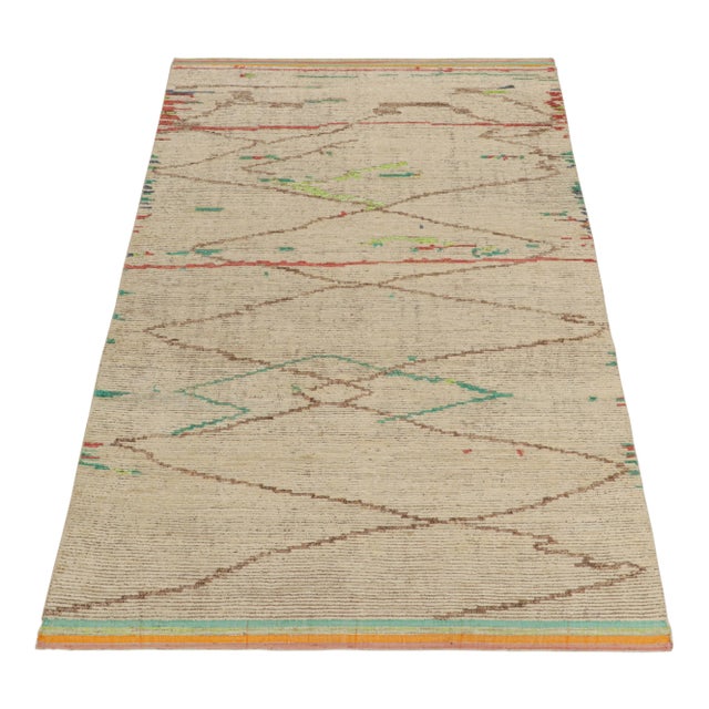 Tribal Rug & Kilim’s Moroccan Style Rug in Beige-Brown, Red and Green - 9'x12' For Sale - Image 3 of 7