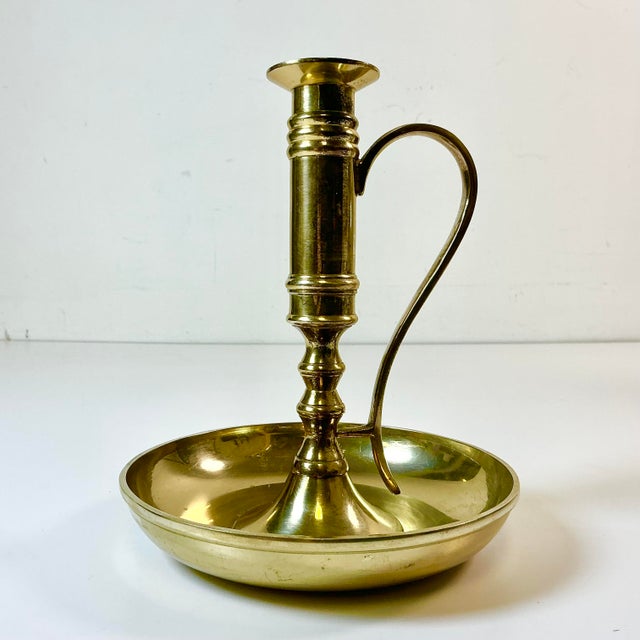 Mid 20th Century Mid-Century Americana Federal Arts & Crafts Bedside Style Brass Candle Holder For Sale - Image 5 of 14