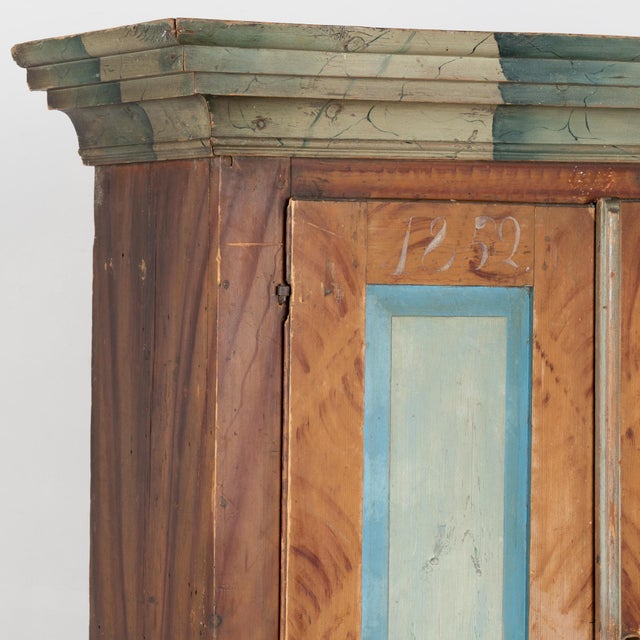 19th Century Original Painted Swedish Cabinet Dated 1852 For Sale - Image 4 of 8