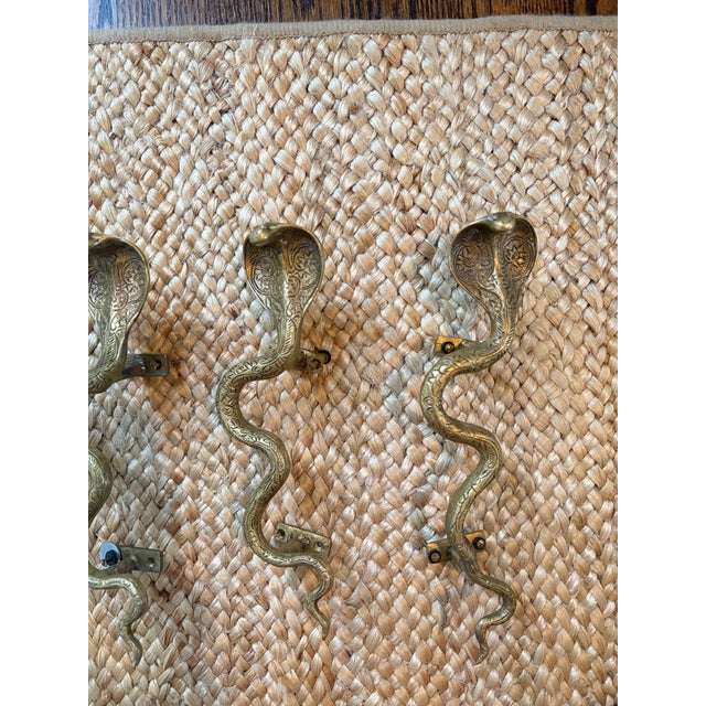 Hollywood Regency Large Architectural Bronze Cobra Hardware Left For Sale - Image 3 of 10