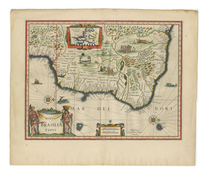 Antique Hand-Colored Map of Brazil from Blaeu, 1642