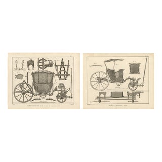 French Rococo Berlin & Diable Carriage Engravings, 1771, Set of 2 For Sale