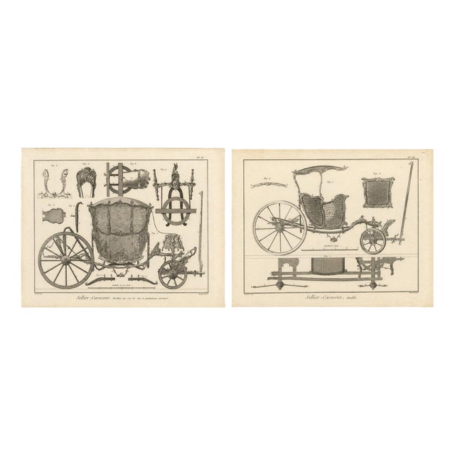 French Rococo Berlin & Diable Carriage Engravings, 1771, Set of 2 For Sale